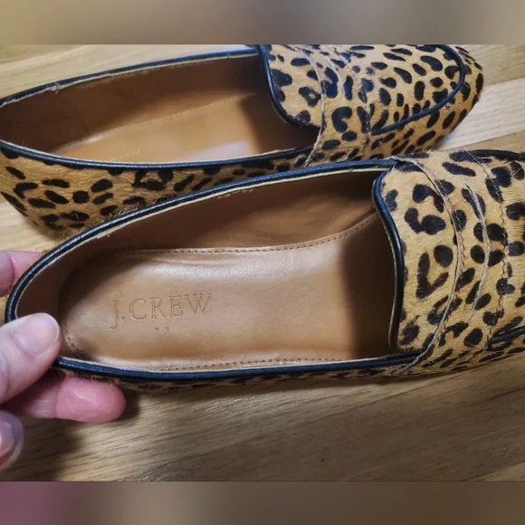 J Crew Calfhair Leopard Print Loafers - Picture 2 of 6